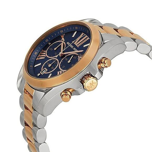 Michael Kors Bradshaw Chronograph Two-Tone MK5606 Women's Navy Face Watch $375 - Picture 12 of 16